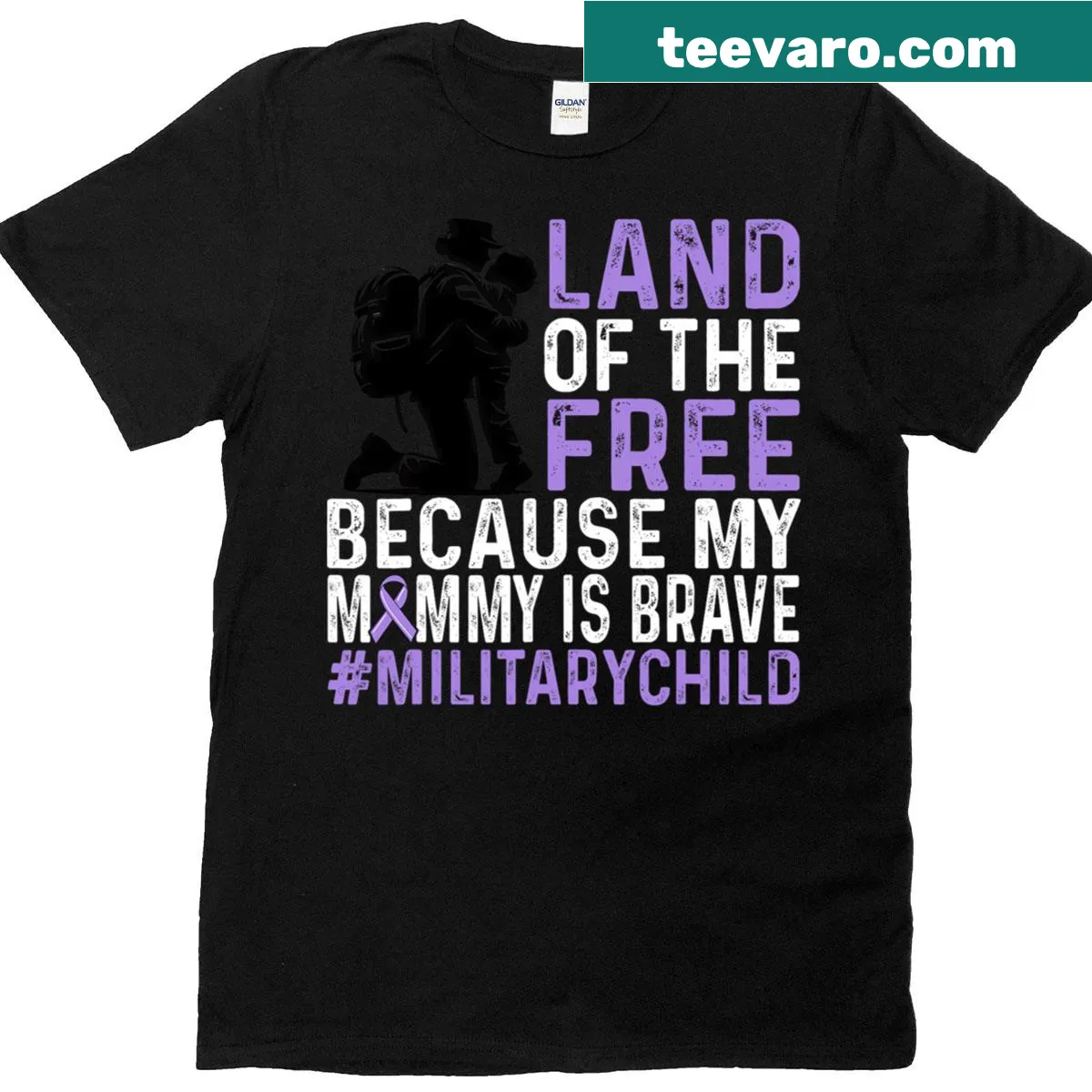 Kids' t-shirt with bold text celebrating military moms' bravery — on a men's t-shirt