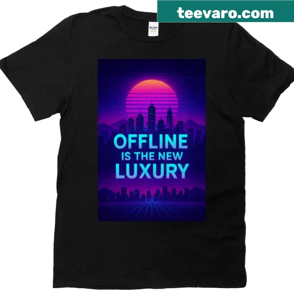 Futuristic shirt with cyber city design and bold text