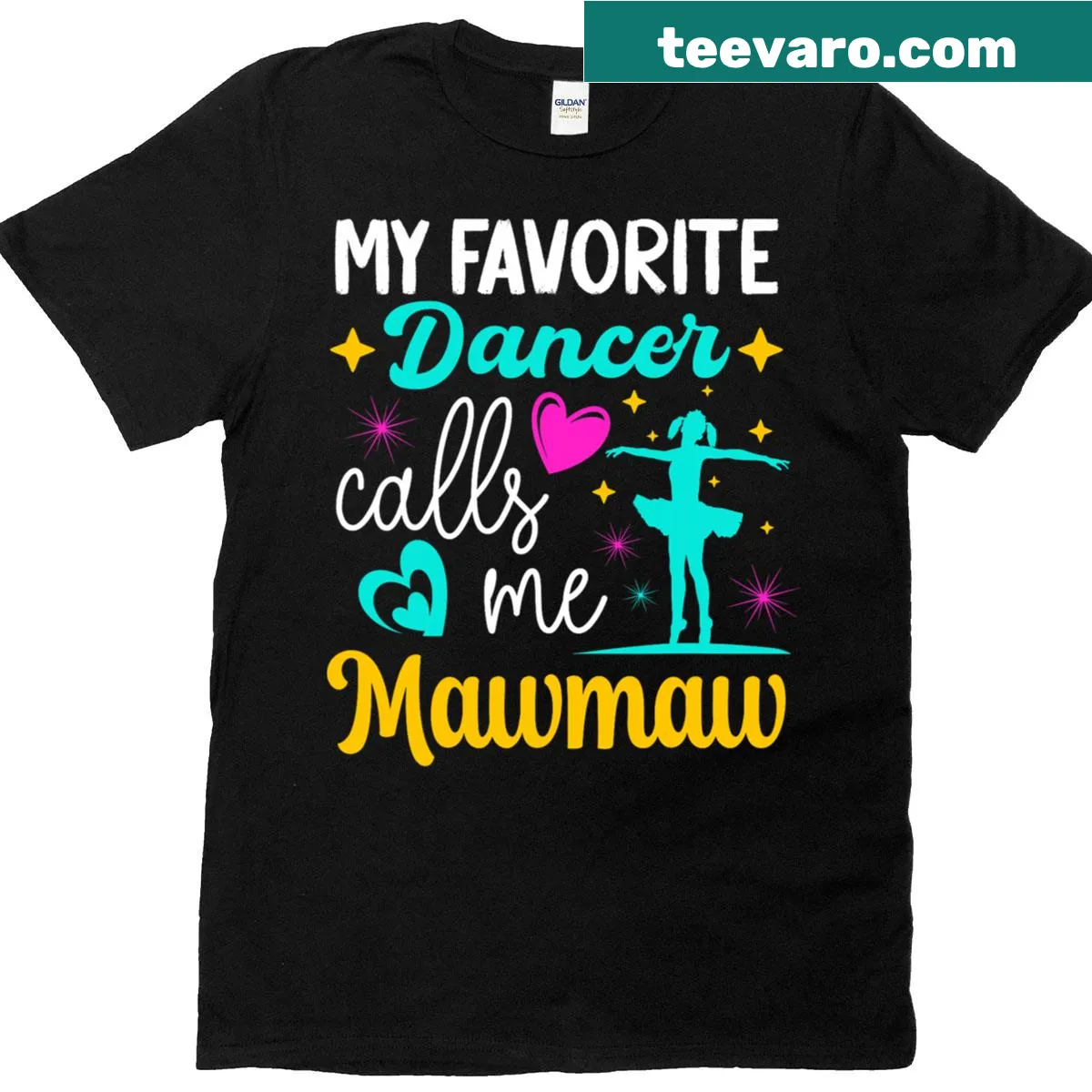 T-shirt with playful text and dancer graphic, celebrating grandma. — on a men's t-shirt