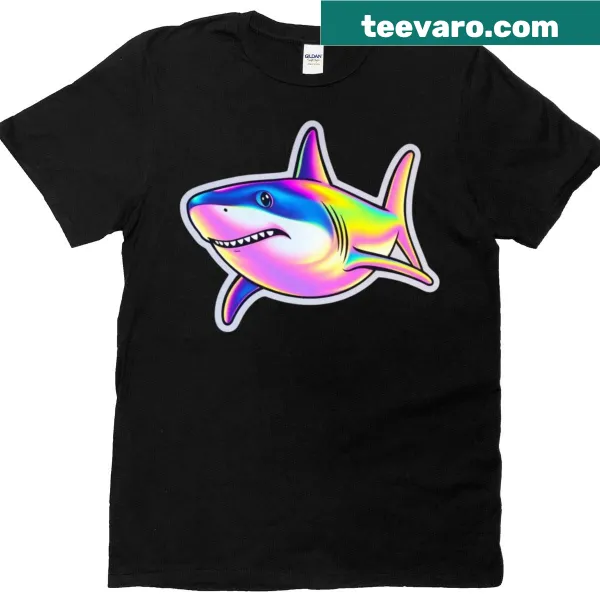 Classic T-shirt with holographic great white shark design