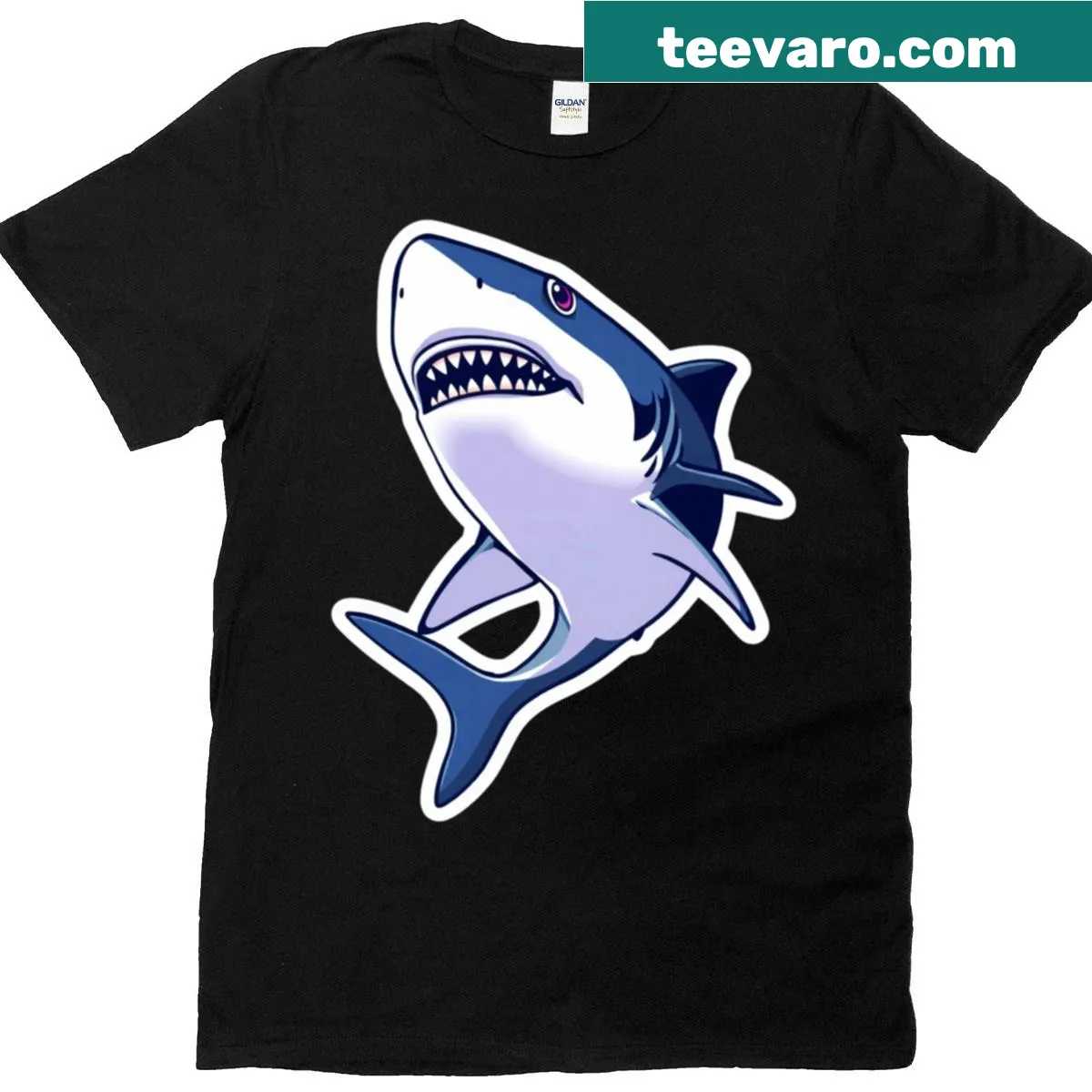 Illustration of a great white shark on a classic T-shirt — on a men's t-shirt