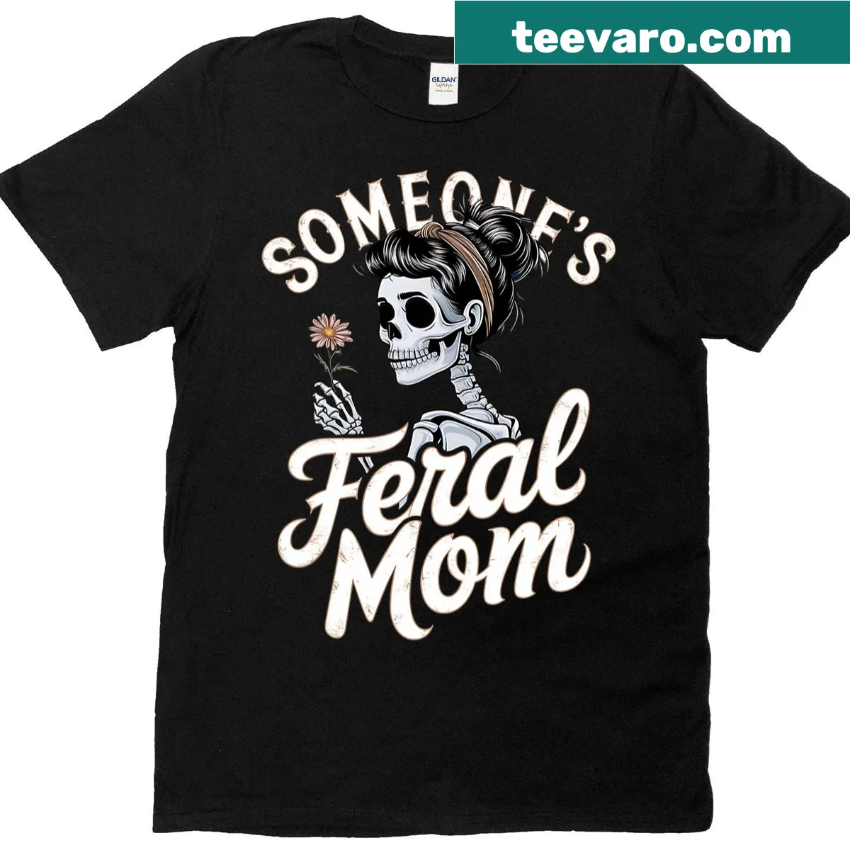 Vintage distressed skull and wildflowers graphic on a T-shirt — on a men's t-shirt