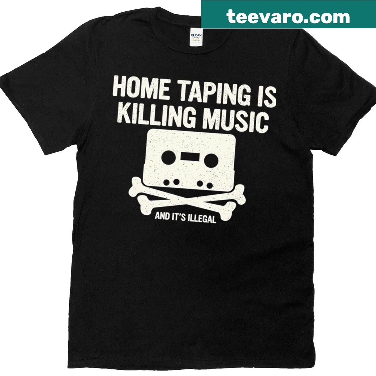 Text graphic T-shirt with the phrase 'Is Killing Music' — on a men's t-shirt