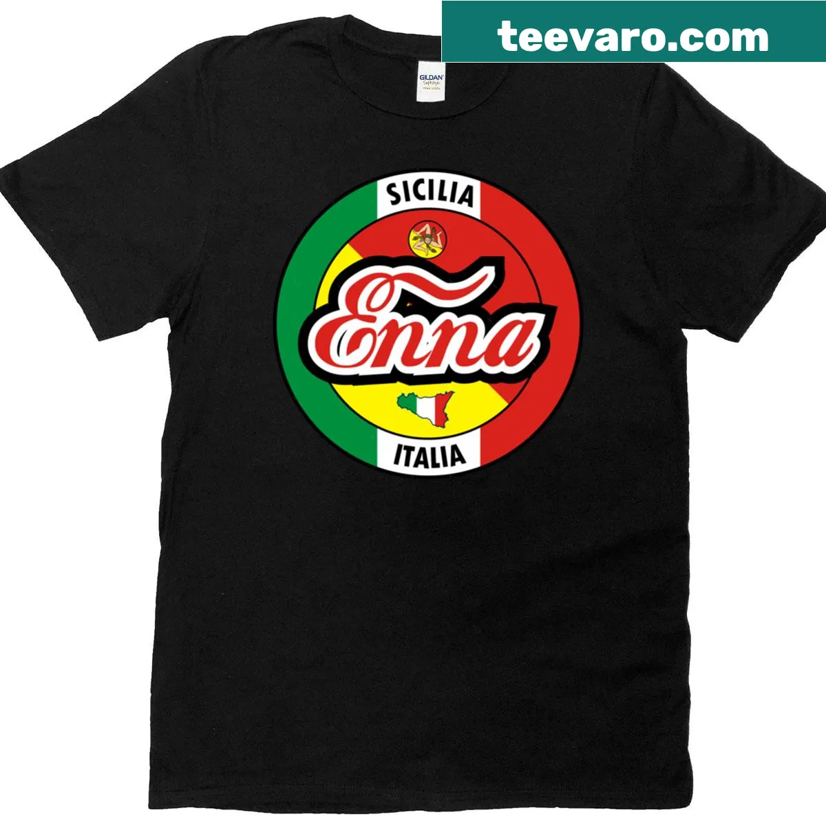 Classic lettering T-shirt featuring Sicilia and Italian flag elements — on a men's t-shirt