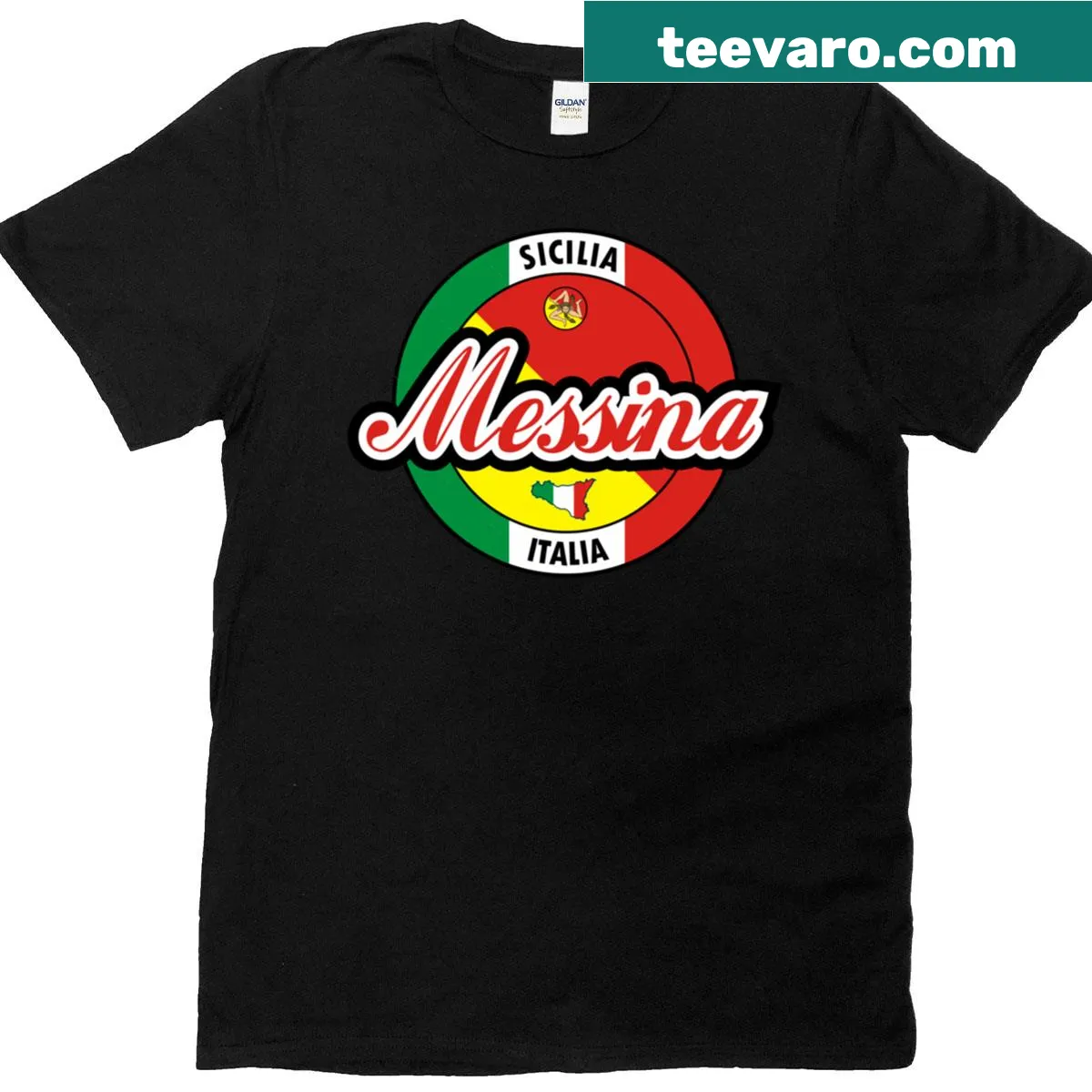Classic T-shirt featuring a design inspired by Messina, Sicily — on a men's t-shirt