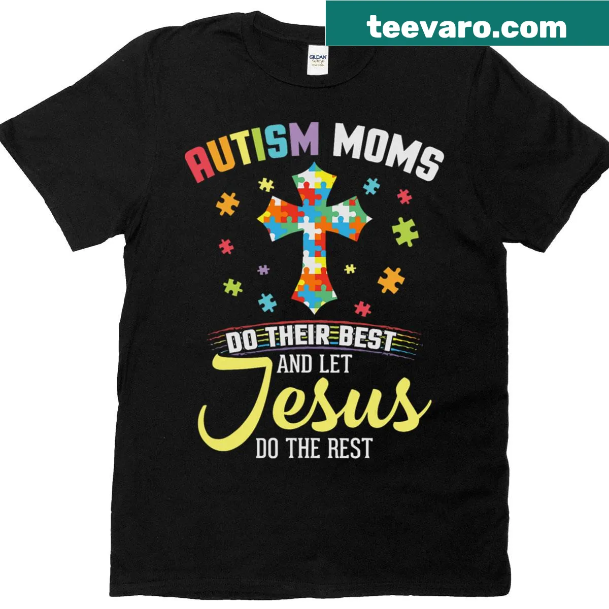Inspirational t-shirt with text about faith and autism awareness for moms — on a men's t-shirt