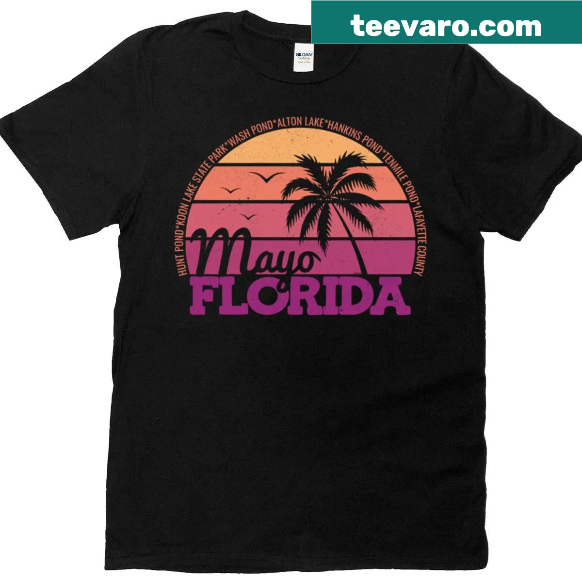 Retro Florida sunset and mayo design on a T-shirt — on a men's t-shirt