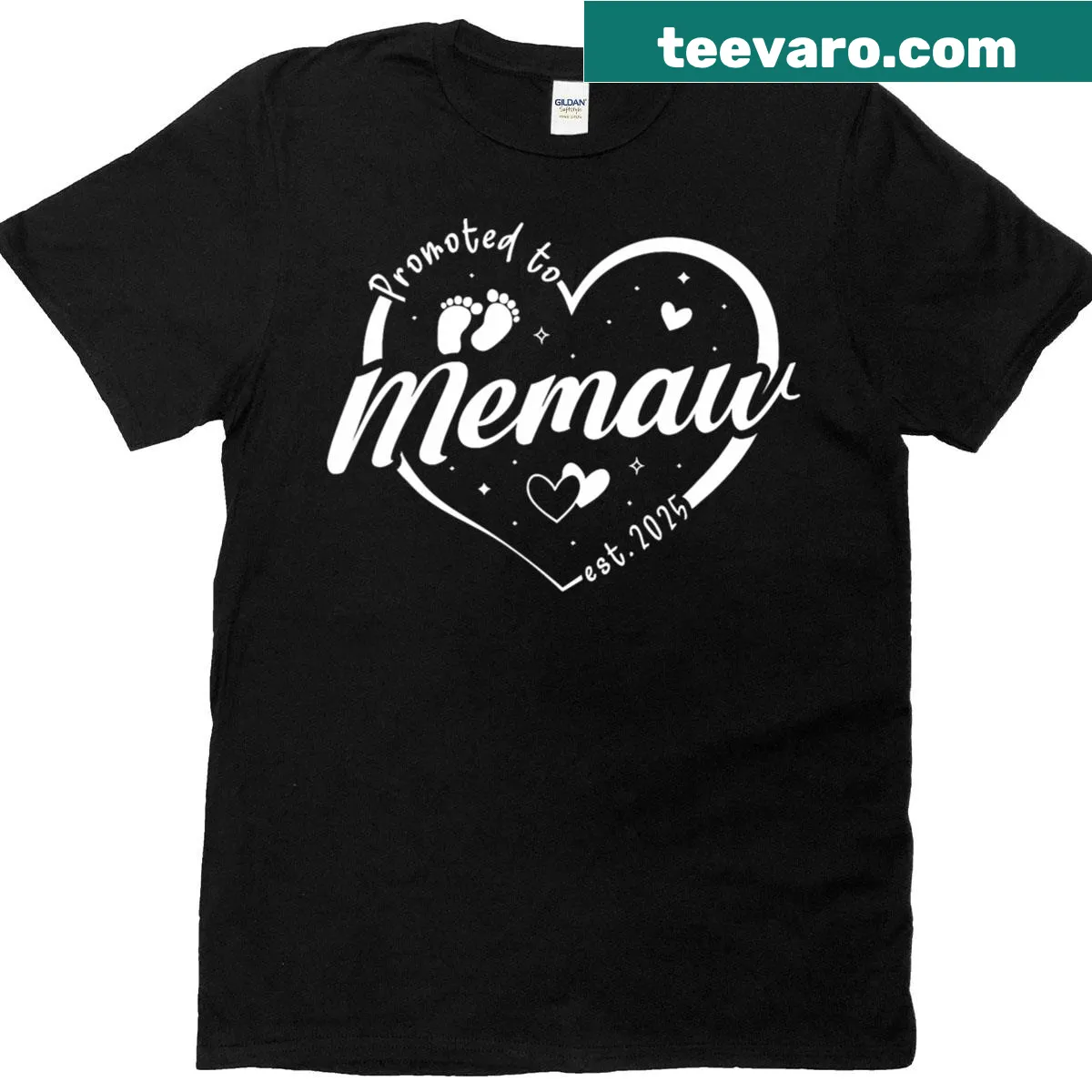 T-shirt celebrating Memaw status with heart graphic — on a men's t-shirt