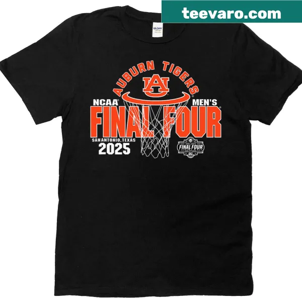 Auburn Tigers navy t-shirt featuring a net design for basketball fans