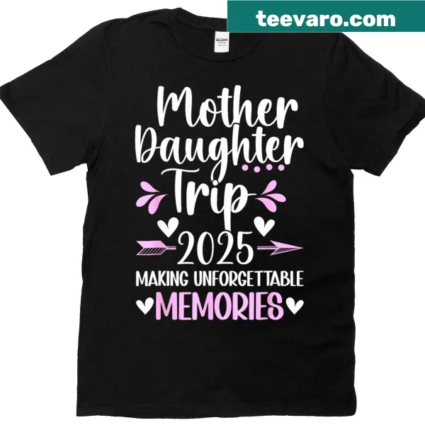 Matching mother-daughter t-shirt with 'Moms 2025 Matching' text