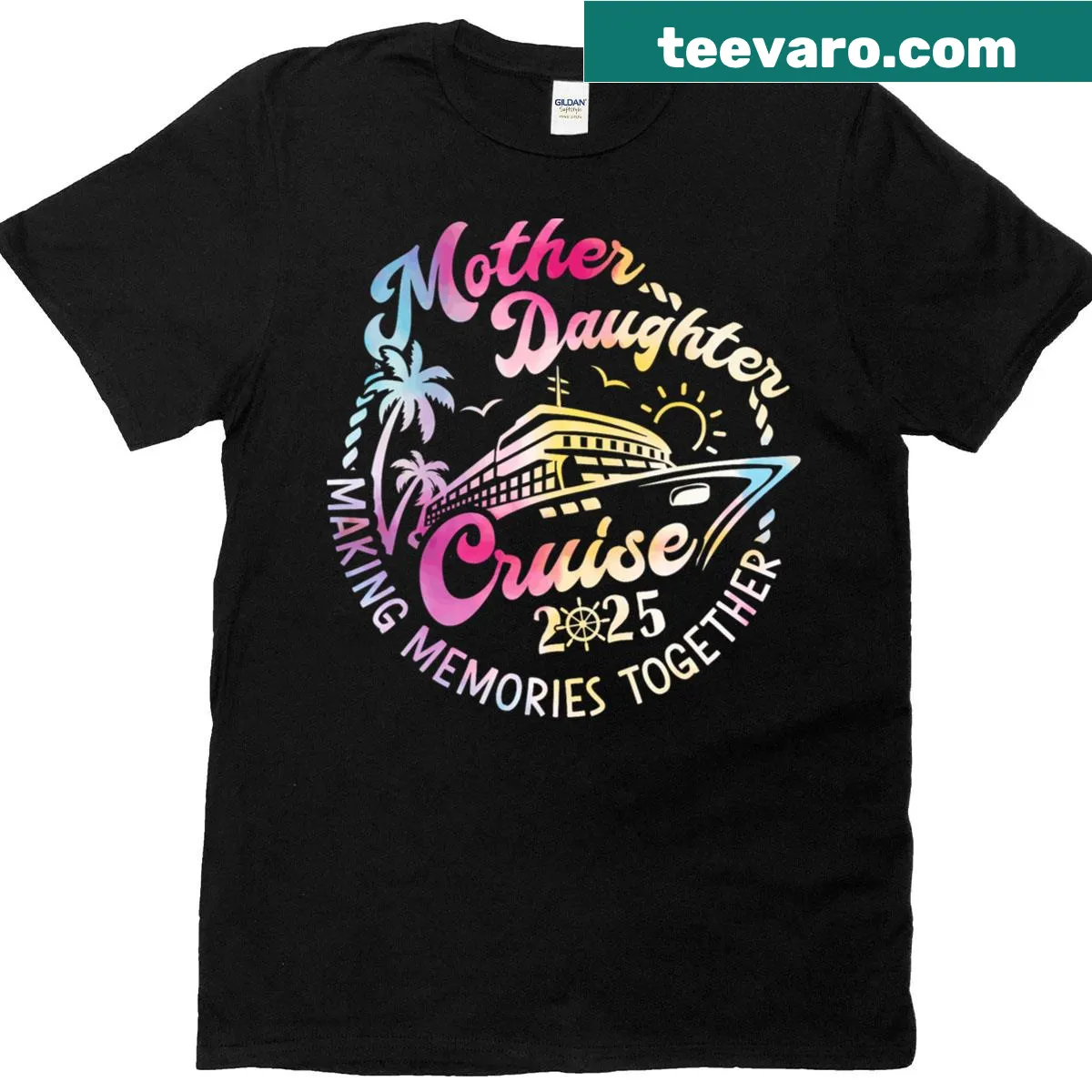 Typography-themed T-shirt for celebrating mother-daughter cruise memories — on a men's t-shirt