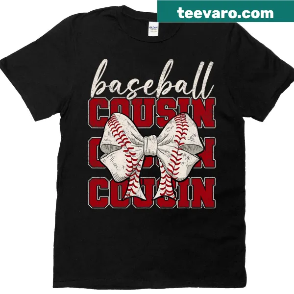 Sporty Mother's Day t-shirt with coquette bow and baseball theme