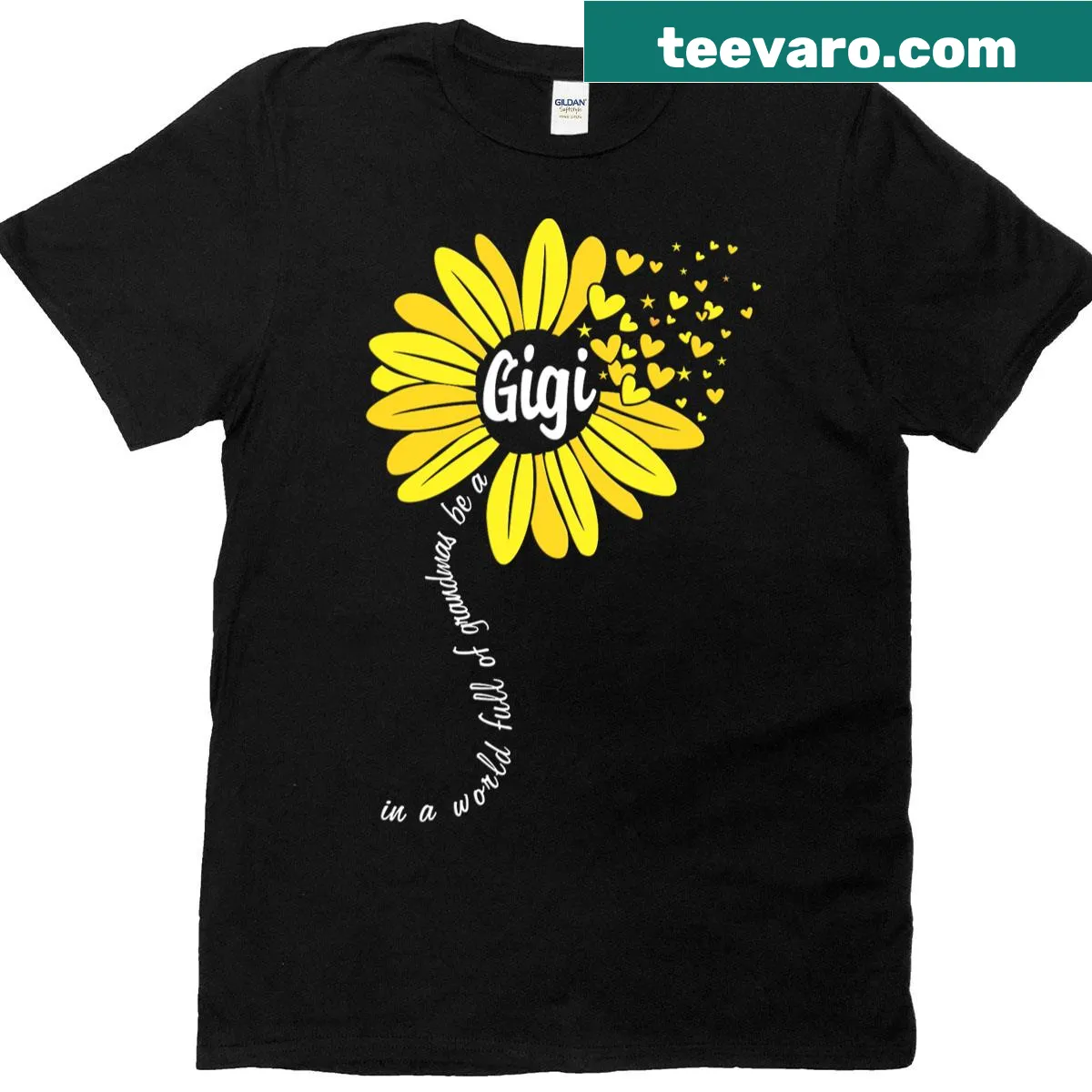 Sunflower T-shirt celebrating grandmothers with Gigi message — on a men's t-shirt