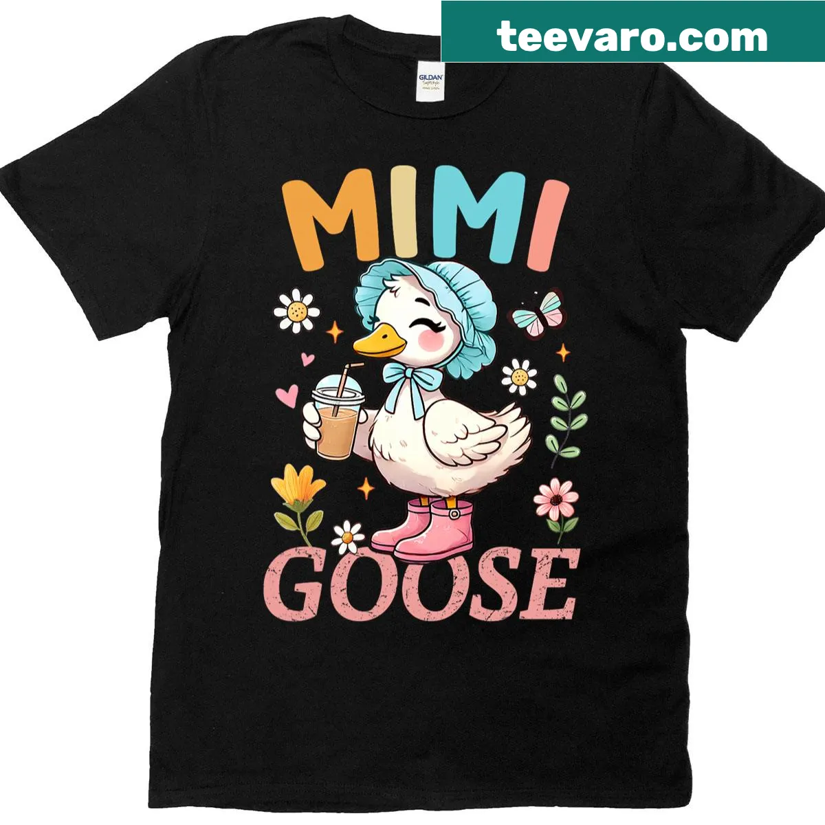 Funny goose and floral design on a Mother's Day t-shirt — on a men's t-shirt