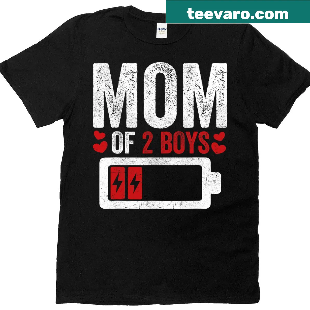 T-shirt celebrating mom of two boys for birthdays — on a men's t-shirt