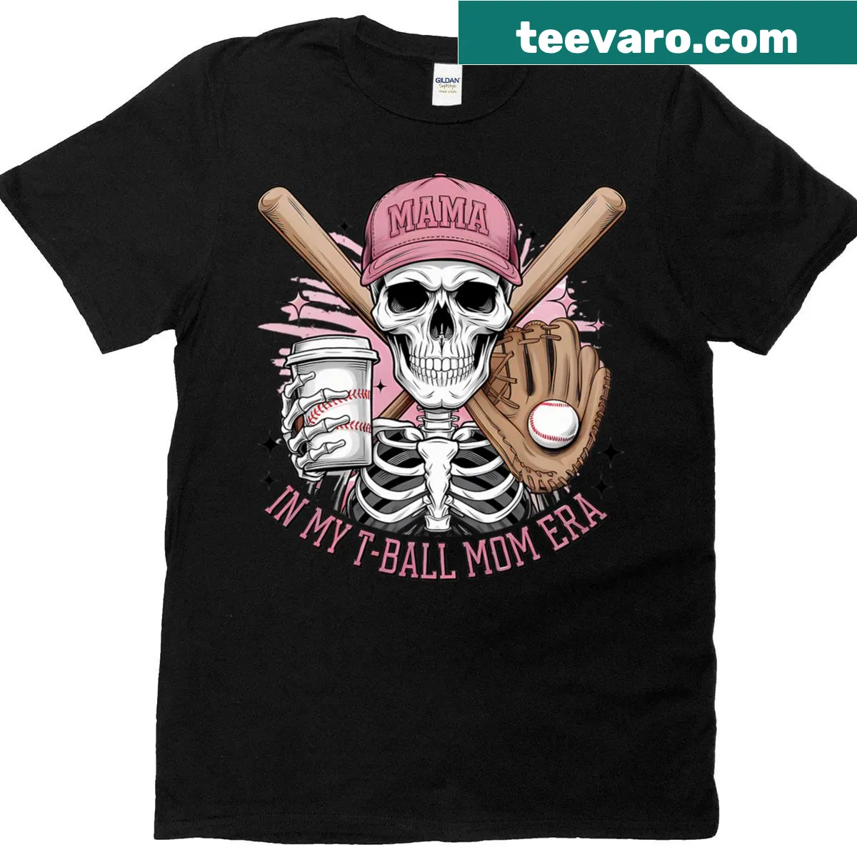 T-shirt featuring a skeleton T-ball design for Mother's Day — on a men's t-shirt