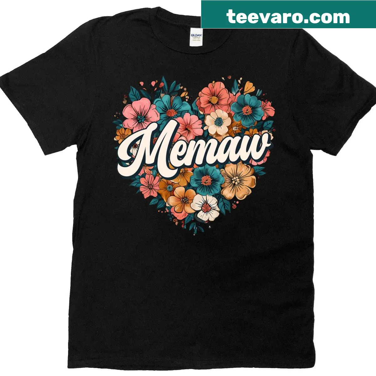 Vintage heart and flower graphic t-shirt for grandmothers — on a men's t-shirt