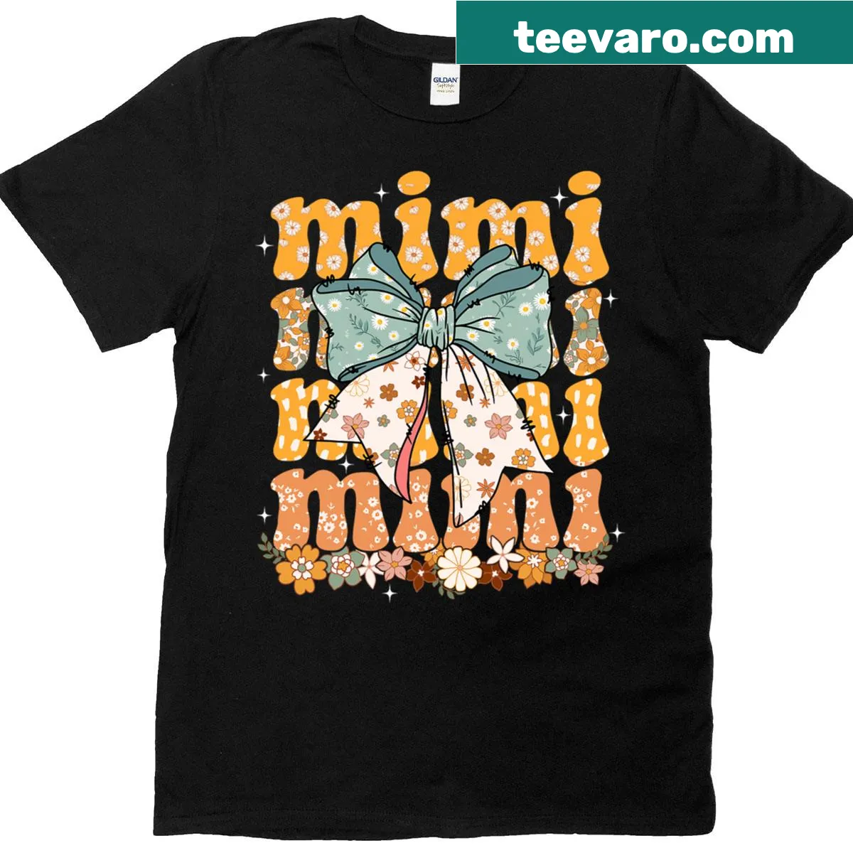 Floral bow graphic t-shirt celebrating grandmothers — on a men's t-shirt