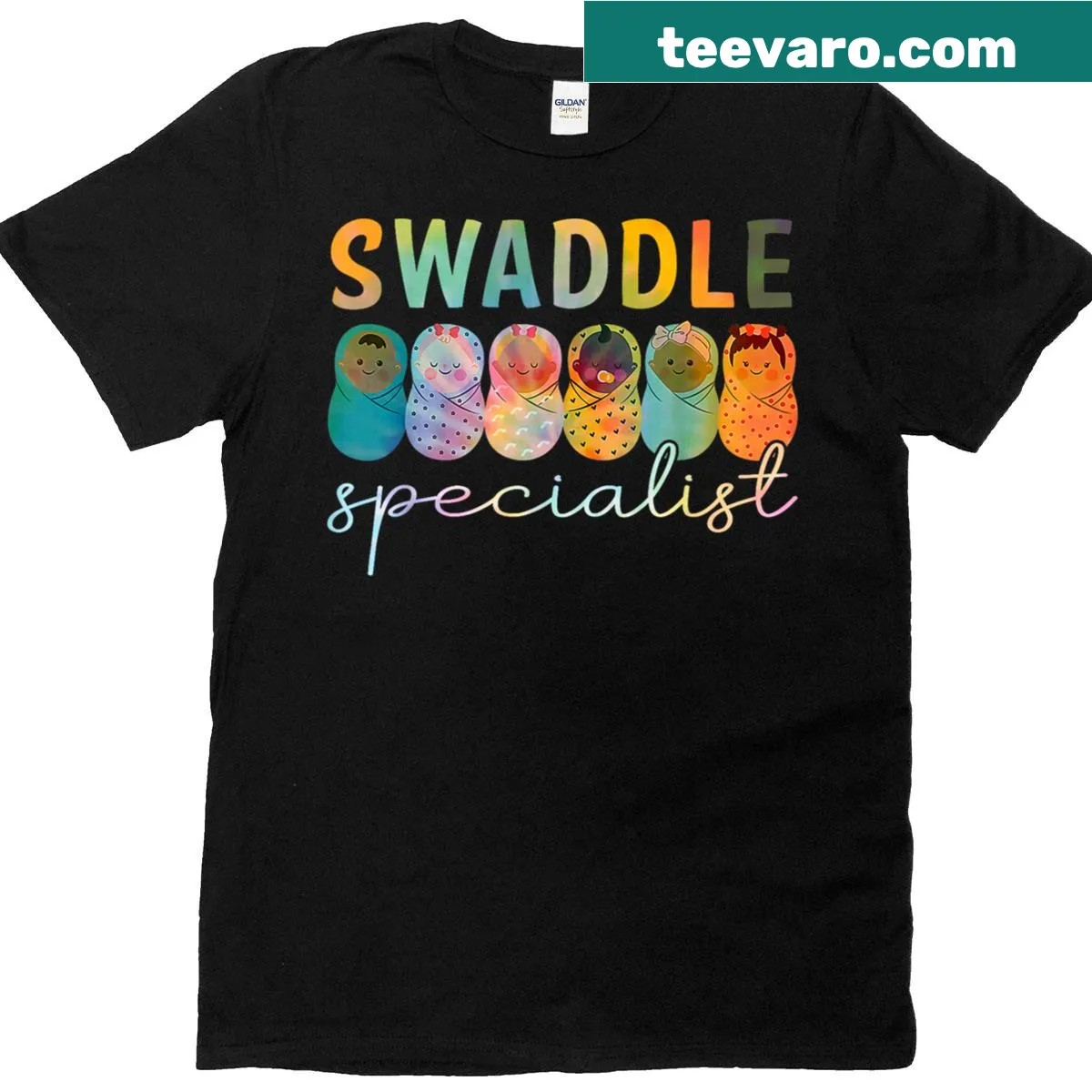 Cartoon design T-shirt for NICU mothers with a tie-dye effect — on a men's t-shirt