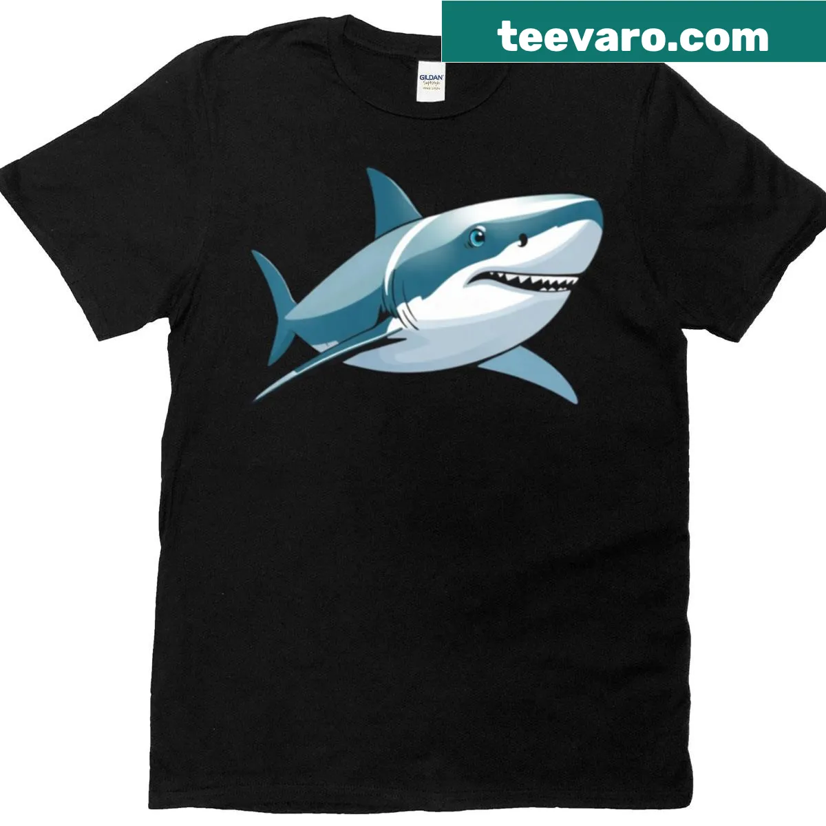 Transparent Great White Shark decal T-shirt for ocean lovers — on a men's t-shirt