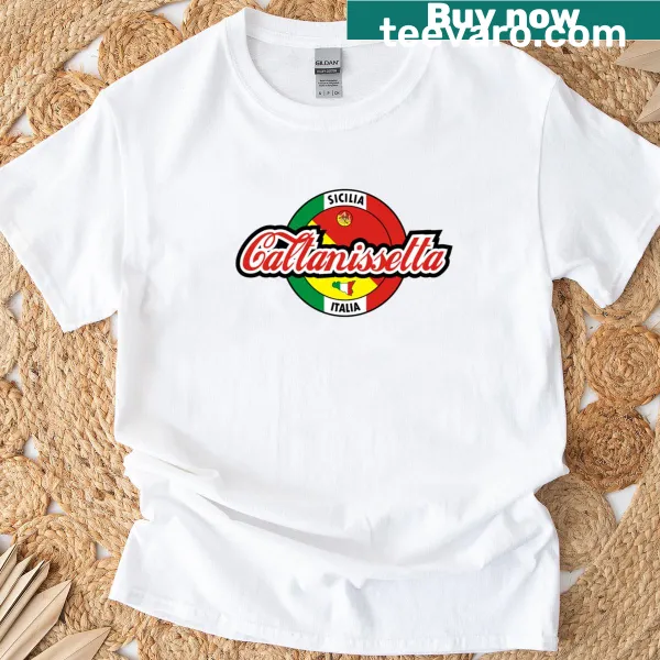 Illustrated graphic representing Caltanissetta, Sicily on a t-shirt