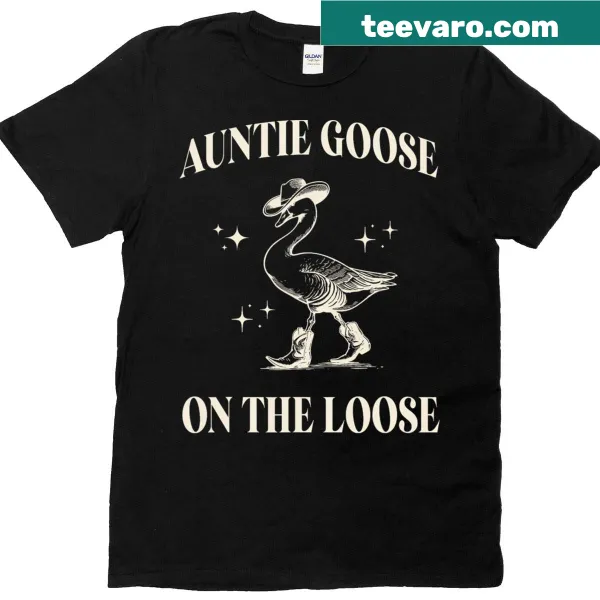 Playful Mother's Day T-shirt with silly auntie goose illustration