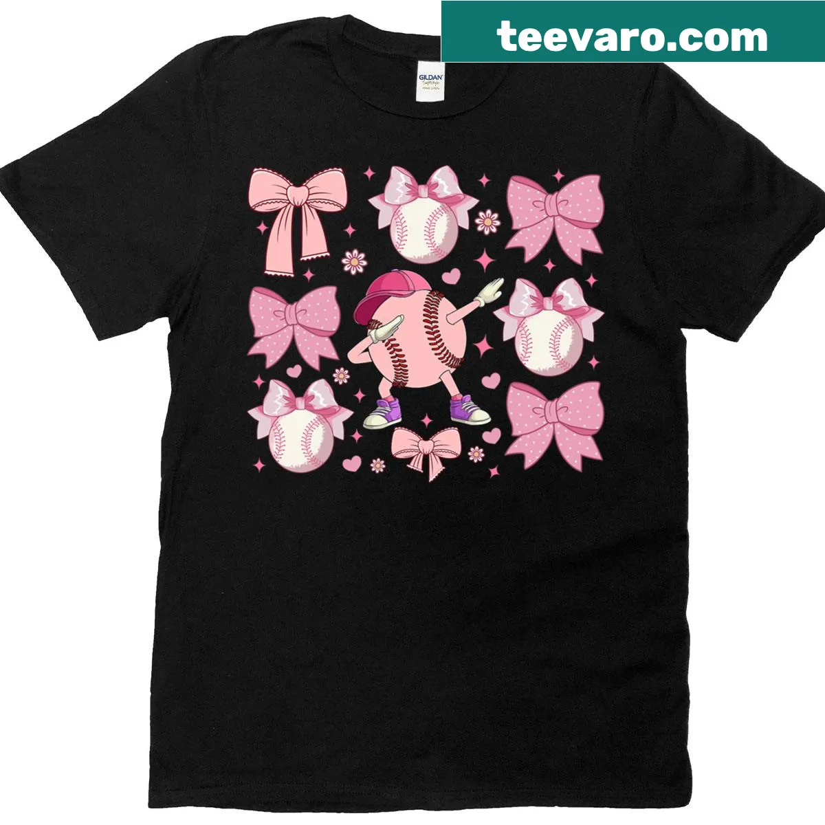 Softball-themed shirt with a cute bow and 'Softball Girls Moms' text — on a men's t-shirt