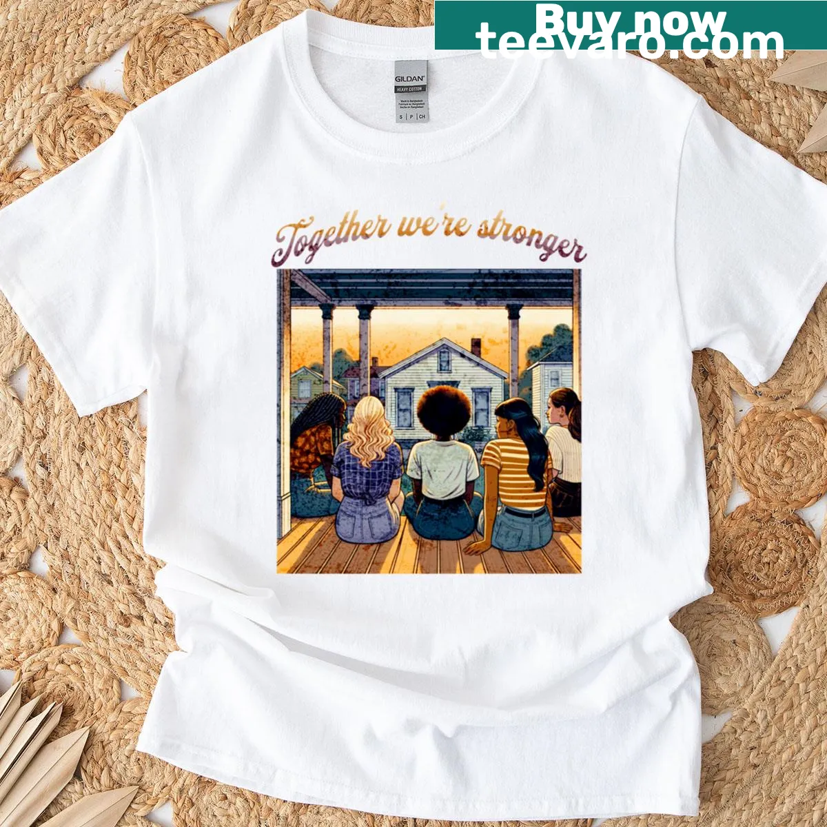 Inspirational t-shirt with the phrase, 'Stronger We're Together' — on a men's t-shirt