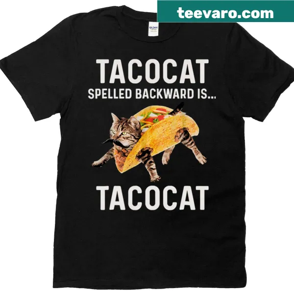 Funny Tacocat T-shirt with a cartoon taco-cat illustration