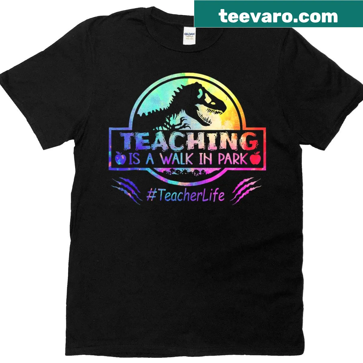 Funny t-shirt for teachers featuring a walk in the park phrase — on a men's t-shirt