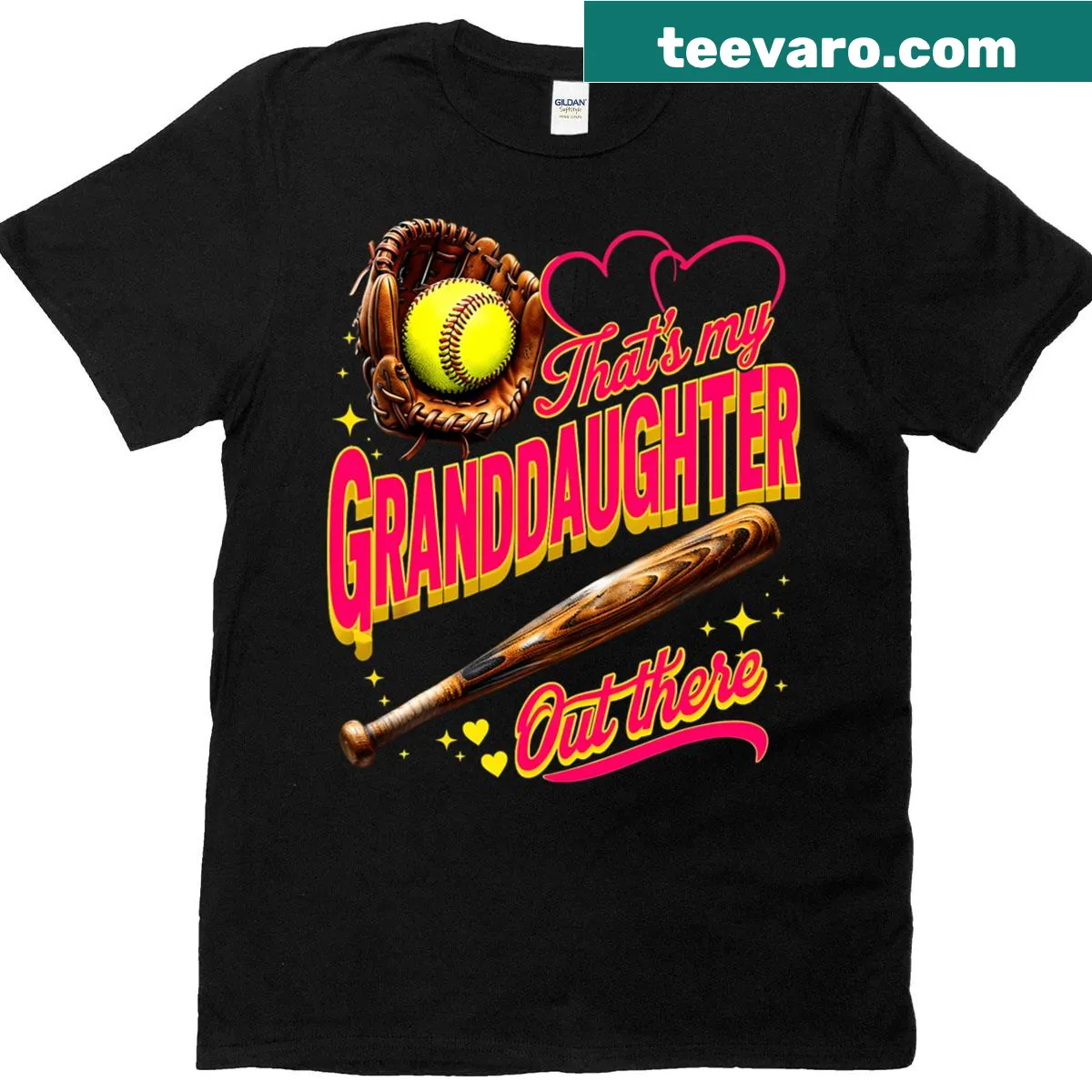 Softball-themed T-shirt for grandparents supporting their granddaughter — on a men's t-shirt