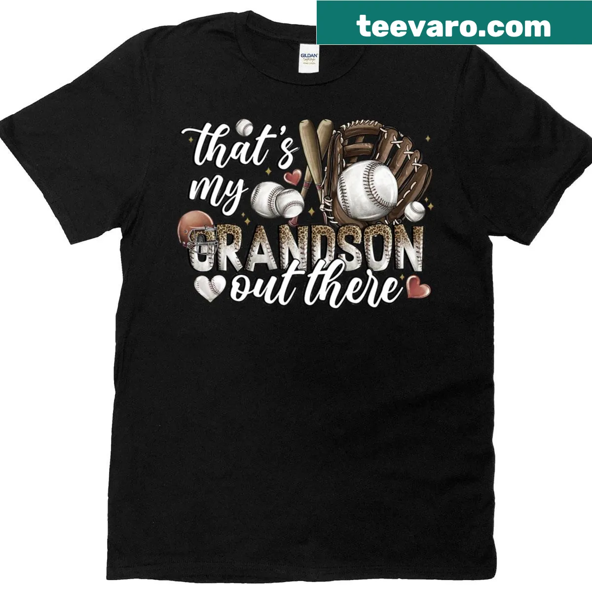 T-shirt for grandmas supporting their grandsons in baseball — on a men's t-shirt