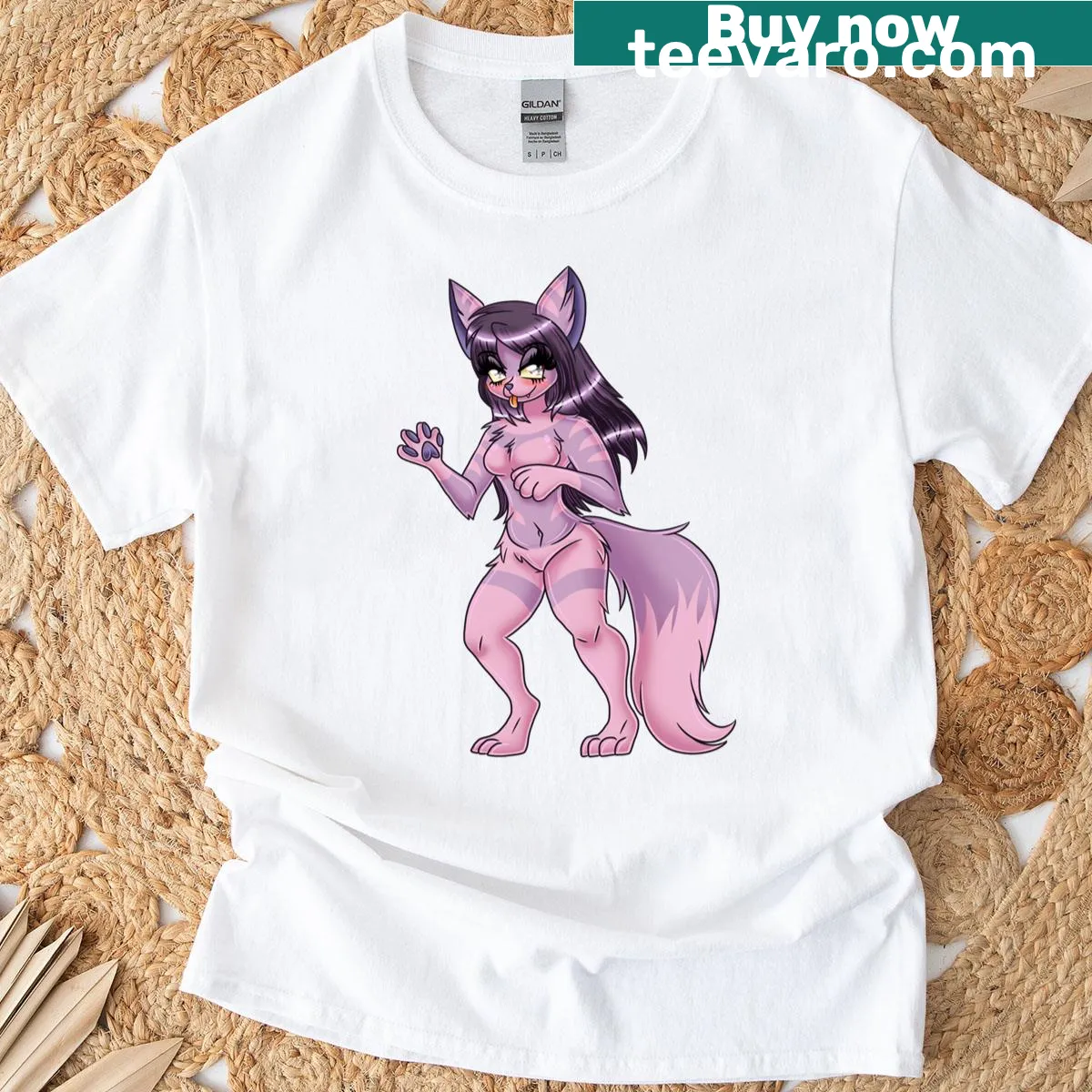 Illustration of a dog with orchids on a t-shirt — on a men's t-shirt