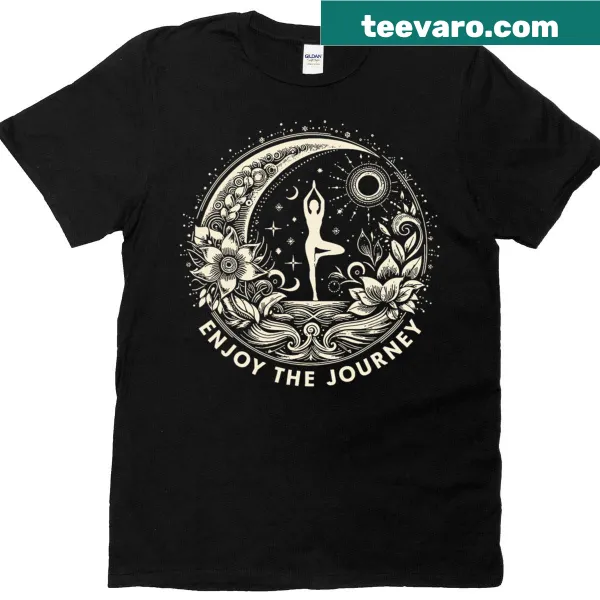 Inspirational yoga T-shirt with 'The Journey Enjoy Yoga' text