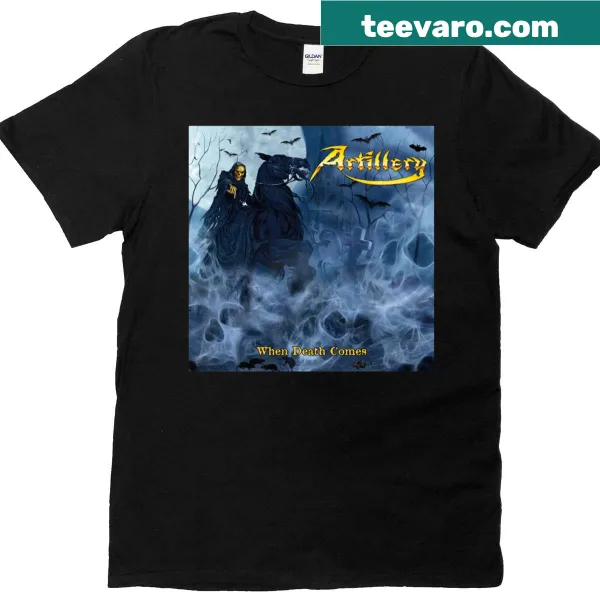 T-shirt featuring the album title 'When Death Comes' by Artillery