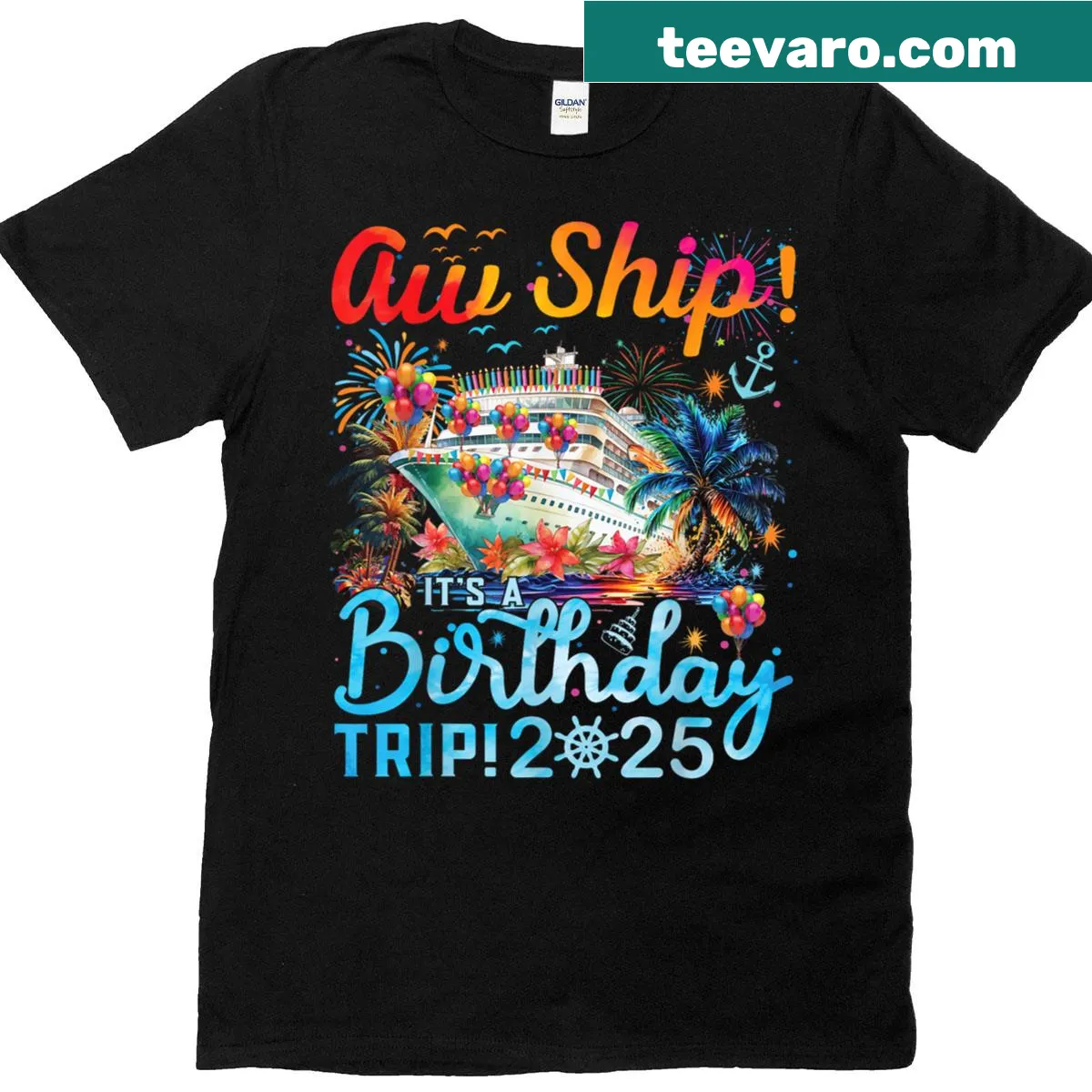 Funny birthday trip t-shirt with nautical theme — on a men's t-shirt