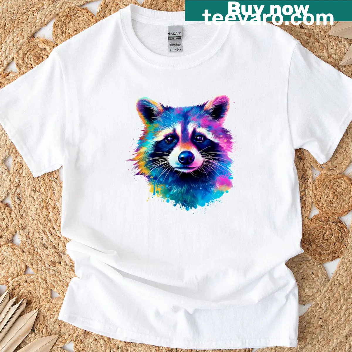 Cartoon raccoon design on a fun T-shirt — on a men's t-shirt