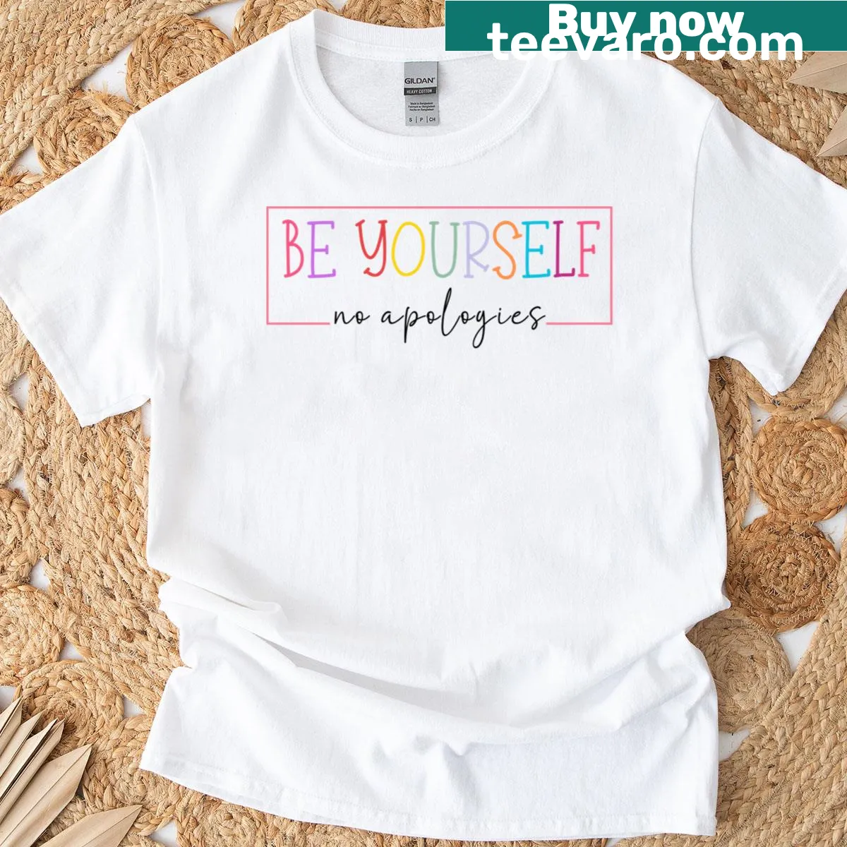 Slogan T-shirt promoting self-acceptance and authenticity — on a men's t-shirt