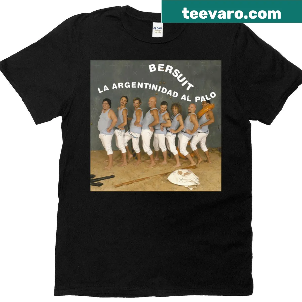 T-shirt featuring the phrase 'La Argentinidad Al Palo' from Bersuit Vergarabat — on a men's t-shirt