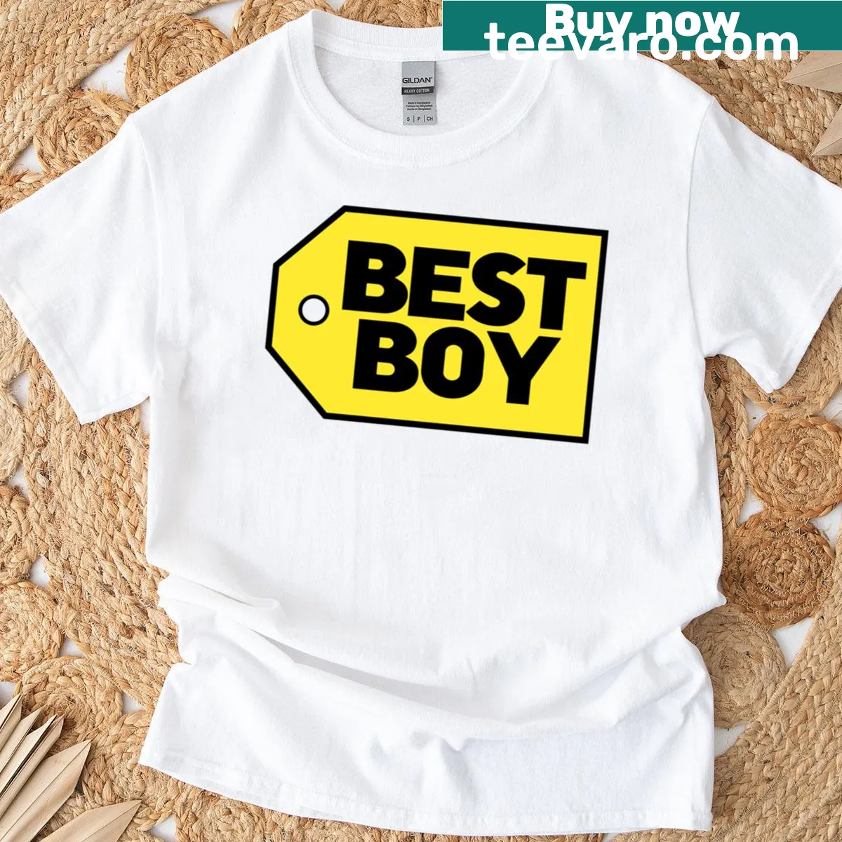 Retro typography design saying 'Best Boy' on T-shirt — on a men's t-shirt
