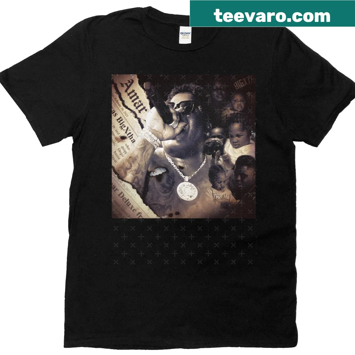 Amar Deluxe album artwork T-shirt for Bigxthaplug from 2023. — on a men's t-shirt