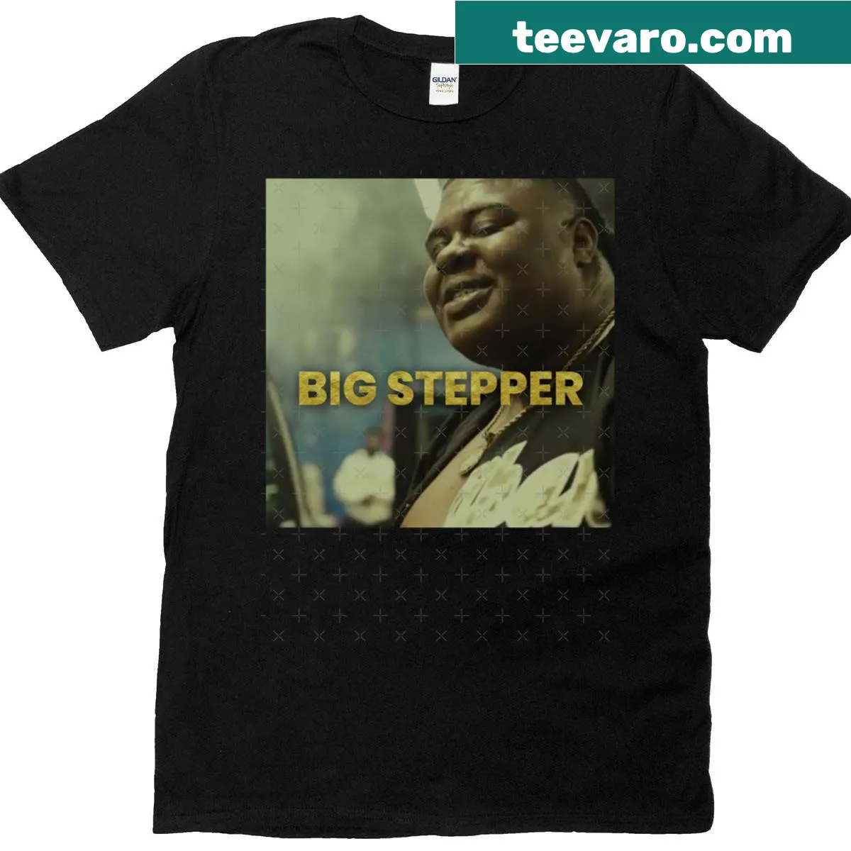 T-shirt featuring Bigxthaplug Big Stepper album title in playful typography — on a men's t-shirt