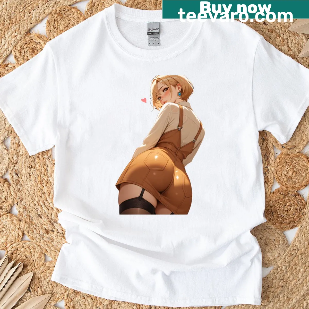 Cute Blonde Waifu t-shirt with cartoon graphic — on a men's t-shirt