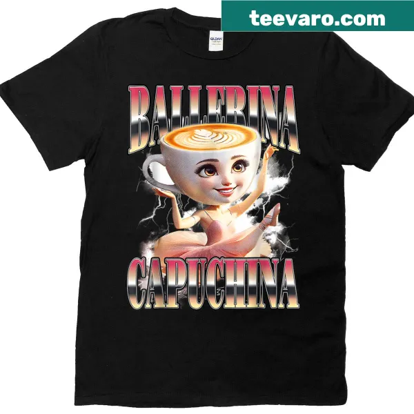 T-shirt featuring the word 'Cappuccino' in stylish typography