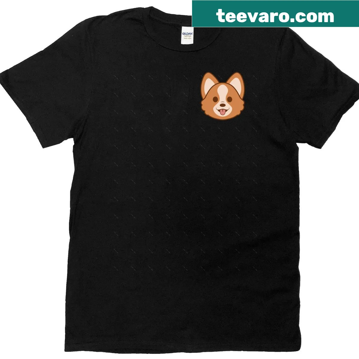 Cartoon corgi graphic on an oversized t-shirt — on a men's t-shirt