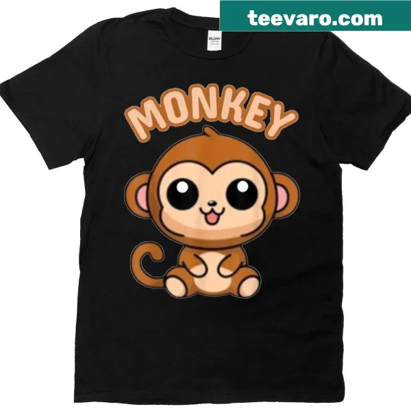 Kawaii monkey costume t-shirt designed for kids with a cute monkey graphic