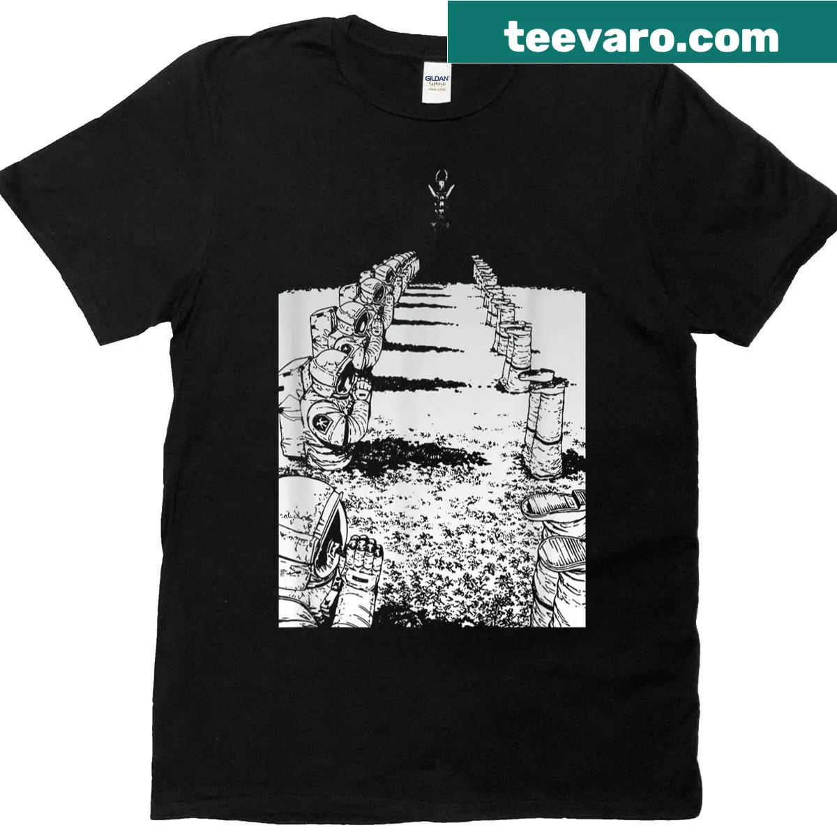 Goth horror-themed t-shirt with dark-themed graphic — on a men's t-shirt