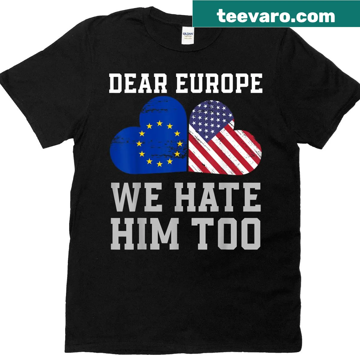 Vintage USA heart flag t-shirt with sarcastic text — on a men's t-shirt
