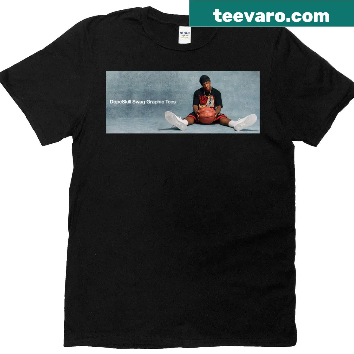 Urban style graphic tee featuring sneaker-themed design — on a men's t-shirt