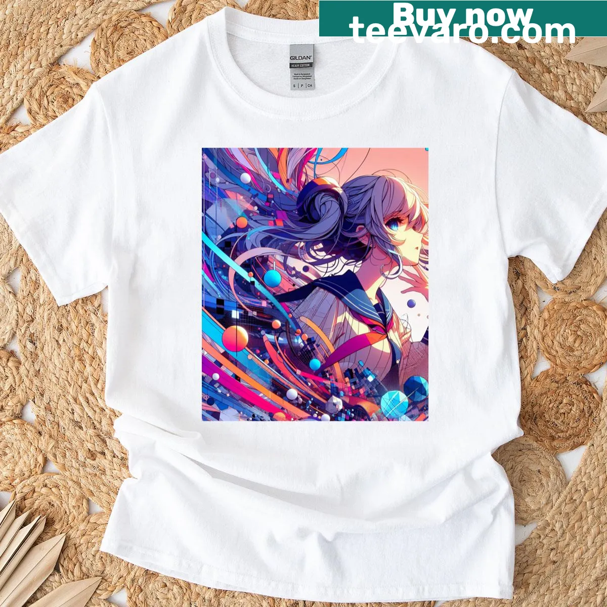 Abstract ethereal reflections design on a t-shirt — on a men's t-shirt